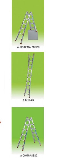SCALA IN ALLUMINIO TELESCOPICA MULTIUSO GR.4+4 MT.4,10