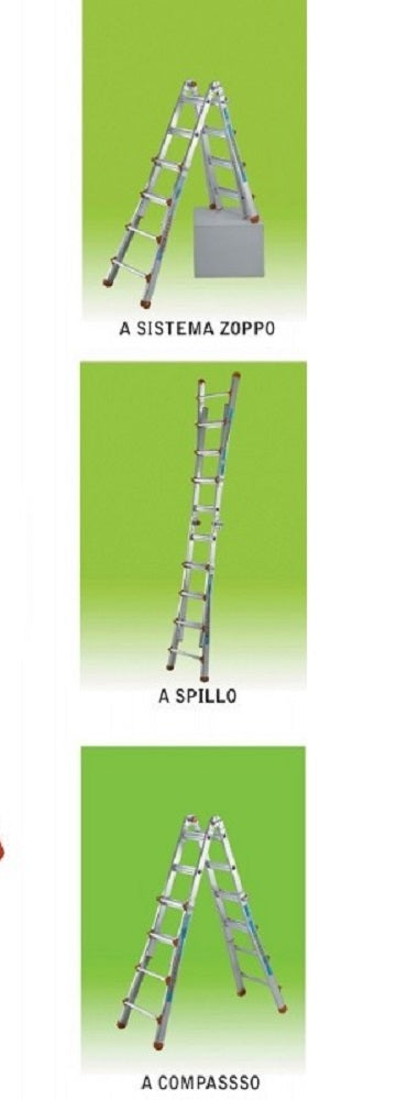 SCALA IN ALLUMINIO TELESCOPICA MULTIUSO GR.4+4 MT.4,10