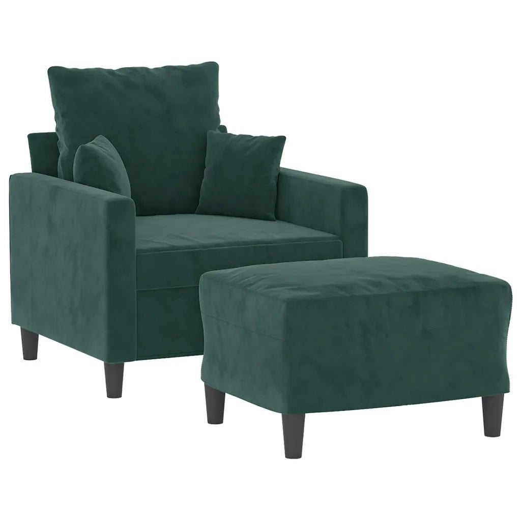 Poltroncina con Poggiapiedi Verde Scuro 60 cm in Velluto CFW2871764