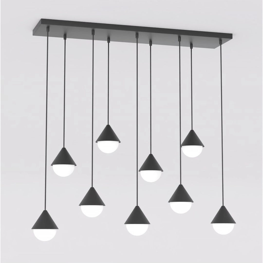 Lampada a sospensione Giro in acciaio nero e vetro