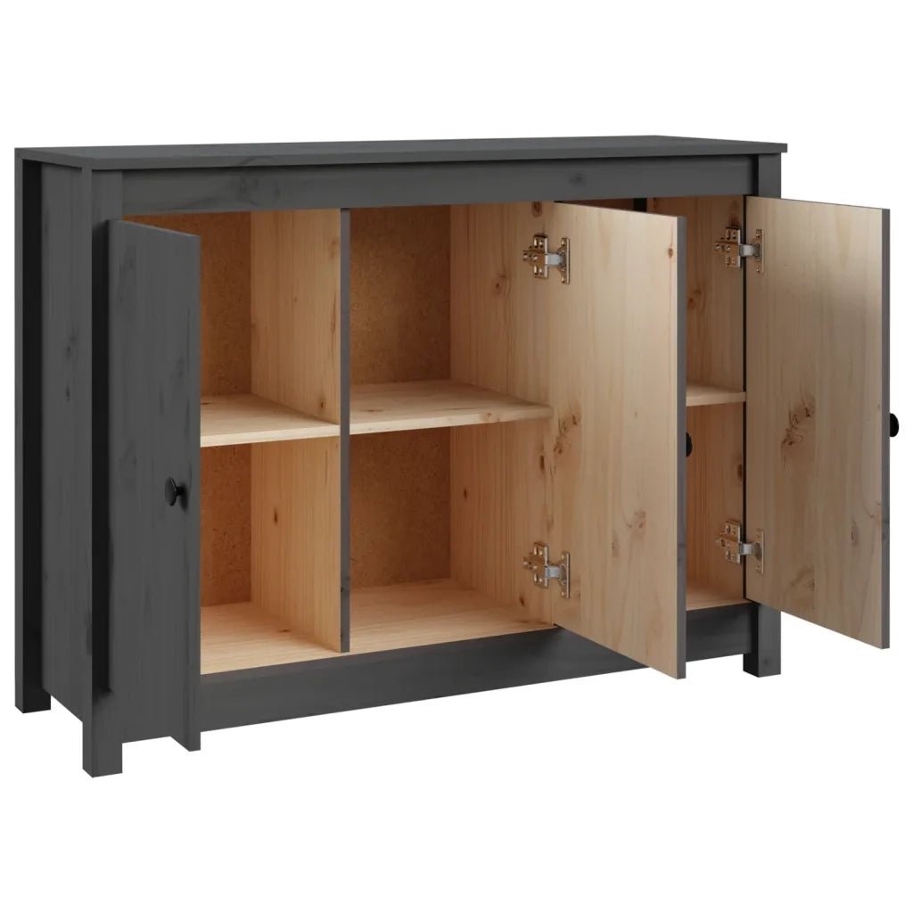 Credenza Grigia 100x35x74 cm in Legno Massello di Pino 814561