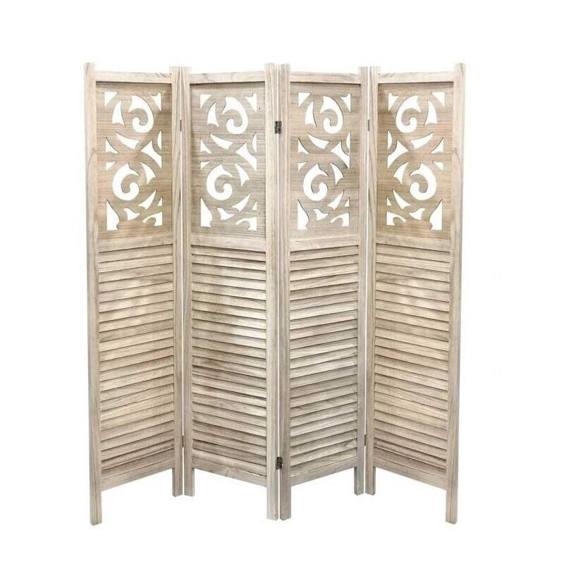 SEPARE CON 4 PANNELLI DA 40 CM IN LEGNO 160X170 CM COLORE NATURALE