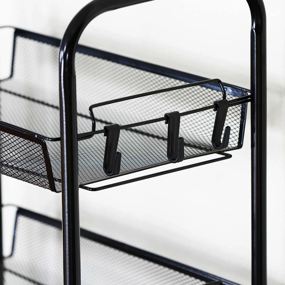 Carrello da Cucina Multiuso in Metallo Portaoggetti 5Ripiani 44x26 H 104cm Nero