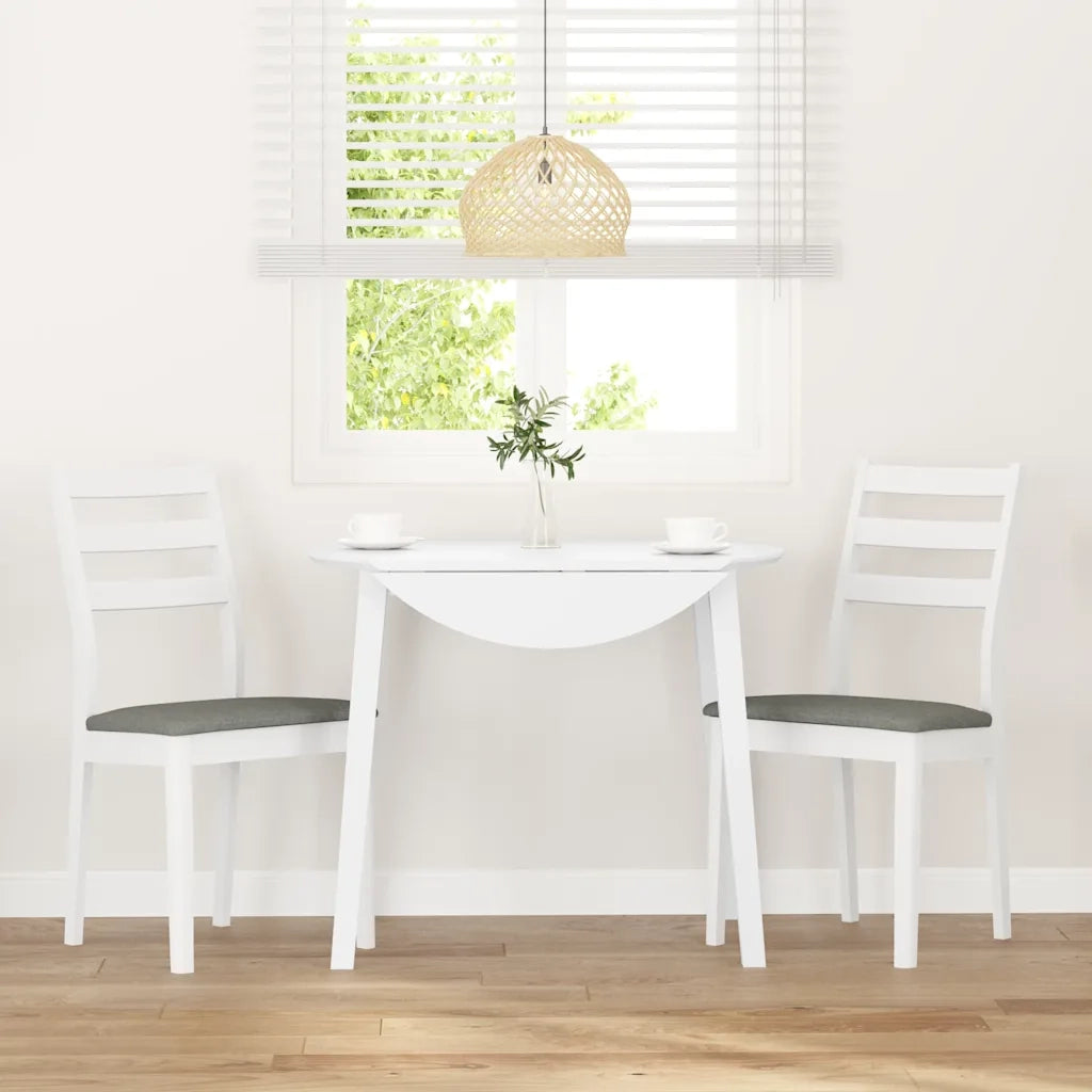 Sedie da Pranzo con Cuscini 2 pz Bianco Legno Massello di Hevea 4102519