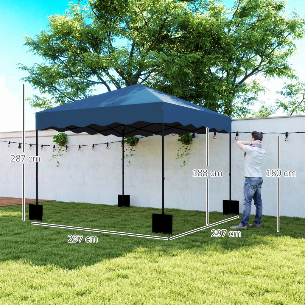 Tenda da Giardino Pieghevole 3x3m ¨C zephmum ¨C Blu Scuro con Protezione UV e Ruote