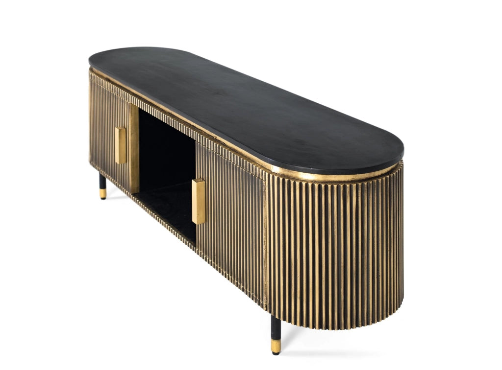 Mobile TV bronzo in legno di mango e bronzo 150 cm