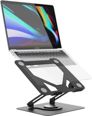 Supporto per Laptop da Ufficio con 360° Rotazione e Apertura di Ventilazione Ergonomica - Adattabile e Portatile - Compatibile con Notebook da 11 a 17 pollici - Nero