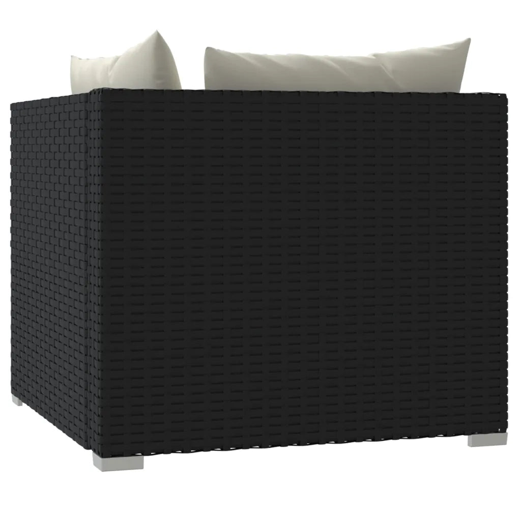 Divano a 2 Posti con Cuscini in Polyrattan Nero 317487
