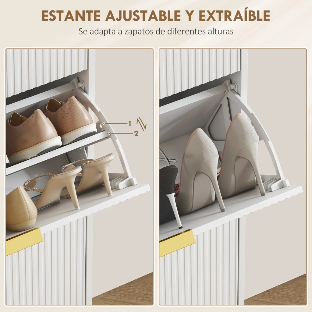 Armadio Scarpe con Ante e 3 Cassetti ¨C Zephmum ¨C Bianco 60x24x122,5 cm