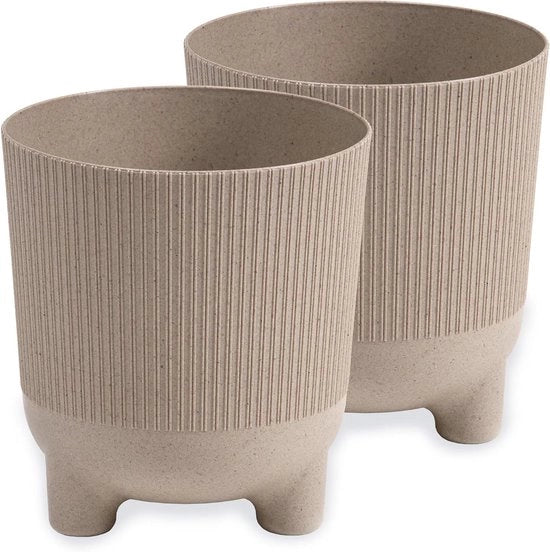 Vaso Decorativo a Fiamma con Zampe per Piante Grandi e Piccole - Set da 2, Crema, 18 cm di Diametro