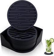 Set di 8 sottopiani in silicone, sottopiani in vetro a forma rotonda con supporto, sottopiani in vetro antiscivolo, sottopiani impermeabili per uso domestico, bar, ristorante, cucina