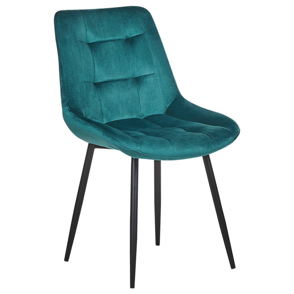 Set di 2 sedie da pranzo in velluto blu gambe in acciaio Nero sedie moderne imbottite