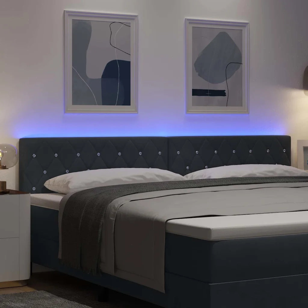 Testiera LED con strisce LED Grigio scuro 200 cm Velluto 3338078