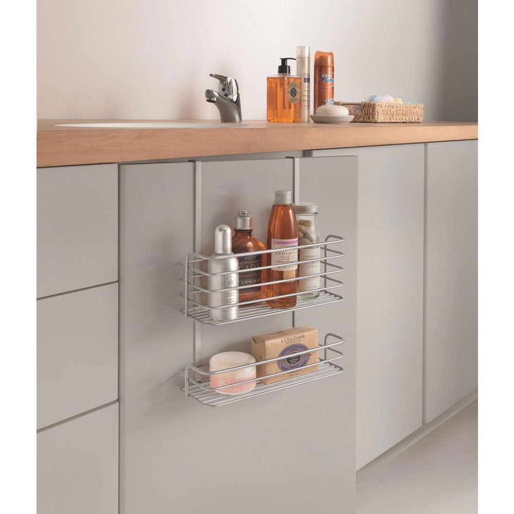 Cestello per Anta Bagno 2 piani Oasis Metaltex Agganciabile senza Fori