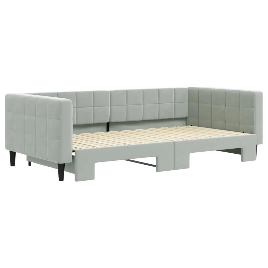 Divano Letto con Letto Estraibile-Sofa Letto-Daybed Grigio Chiaro 100x200 Velluto 279931