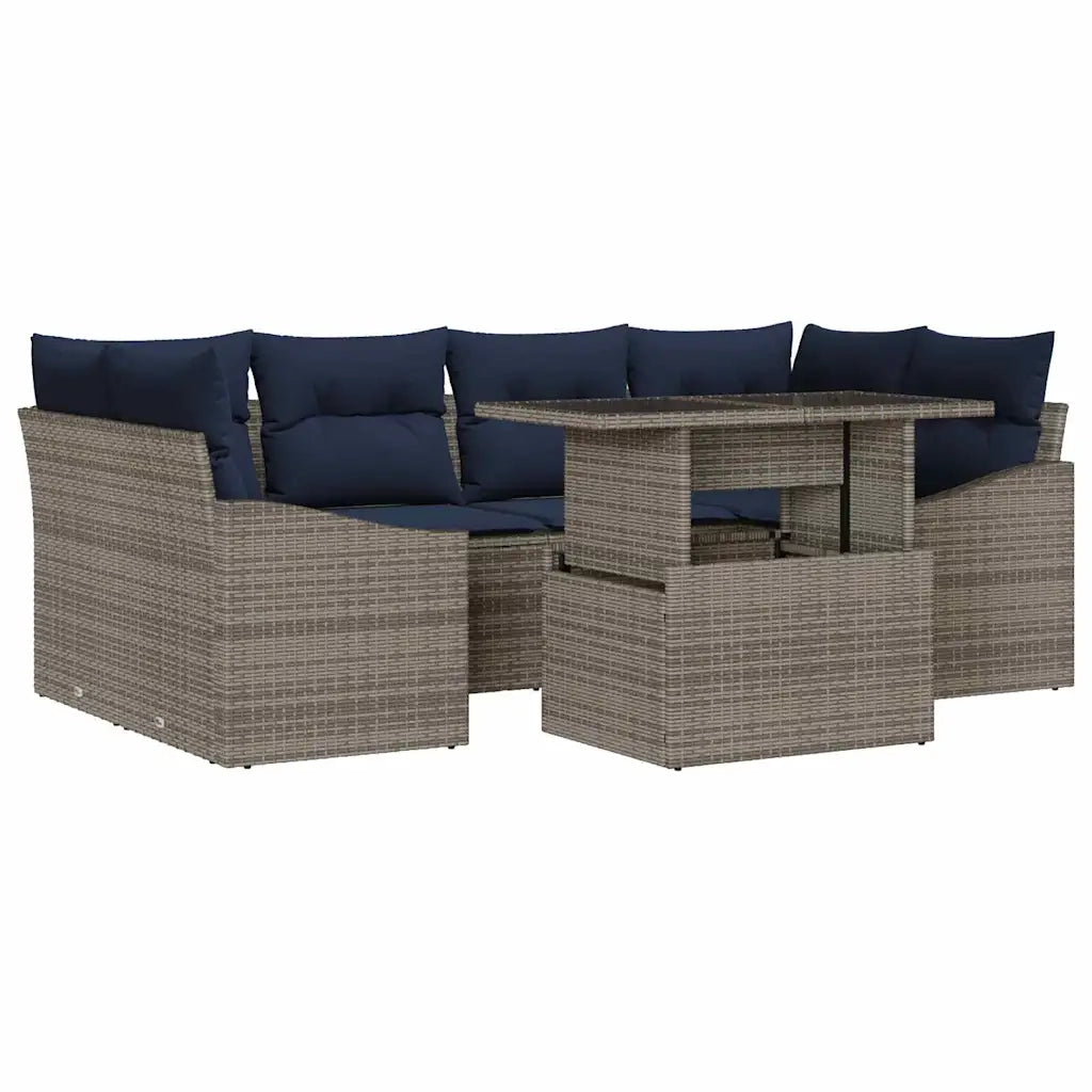 Set Divano da Giardino 7 pcs Grigio Poly Rattan 3357678