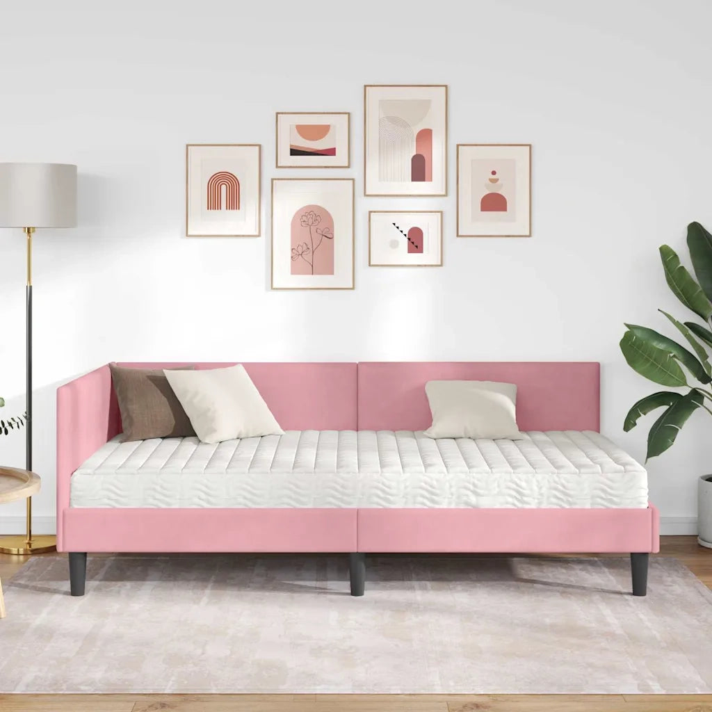 Struttura Letto Angolare con Materasso 2 pcs Grigio Velluto