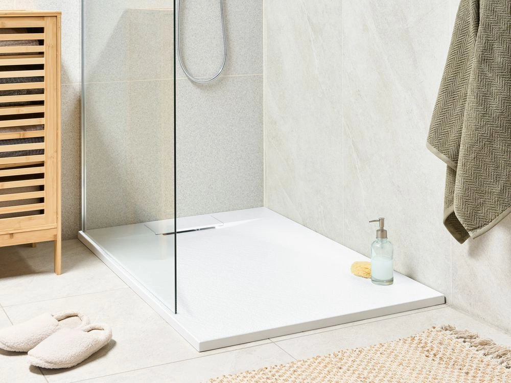Piatto doccia con scarico bianco SMC 80 x 120 x 3 cm effetto pietra naturale minimalista