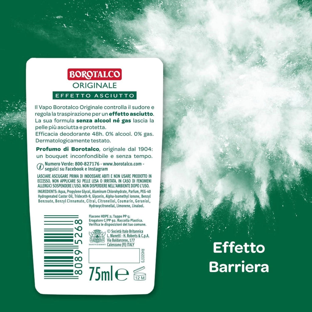 BOROTALCO SET 6 PZ DEO VAPO 75ML L'UNO NEW ORIGINAL PROFUMO DI BOROTALCO + ASCIUTTO