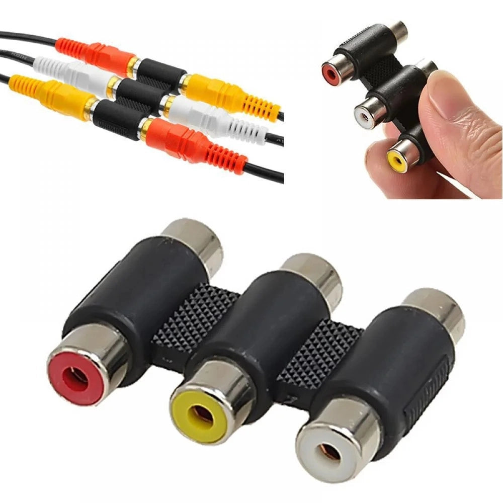 Trade Shop - Connettore Adattatore Accoppiatore Audio Video Stereo 3xrca A 3xrca Femmina C-052 -