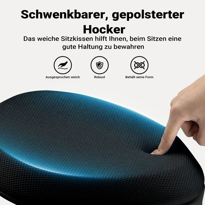 Sgabello sit stand nero, sgabello girevole regolabile in altezza fino a 70 cm, max 100 kg, sgabello ergonomico per casa, ufficio, officina