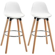 Sgabelli da bar con schienale e poggiapiedi ¨C zephmum ¨C PU imbottito, legno, bianco