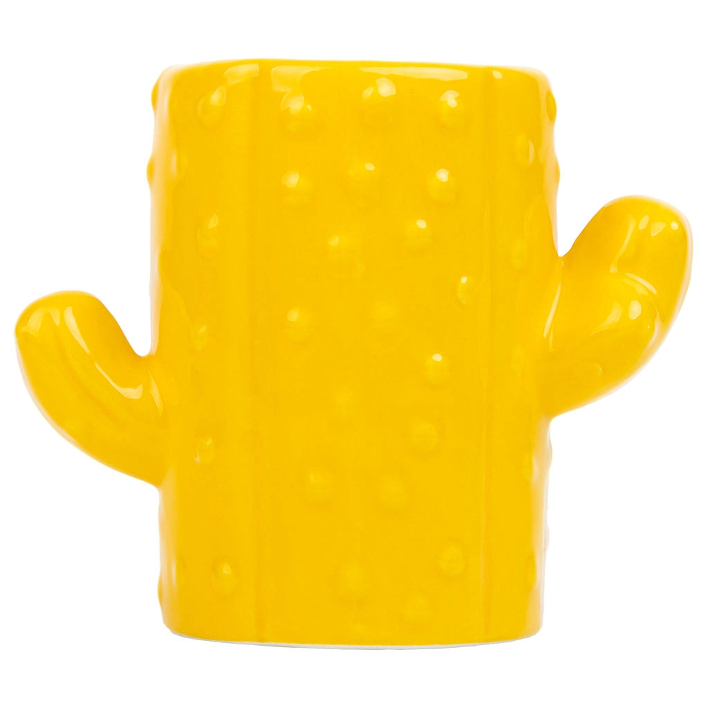 Portapenne cactus in ceramica gialla 13,5x7,8x11h