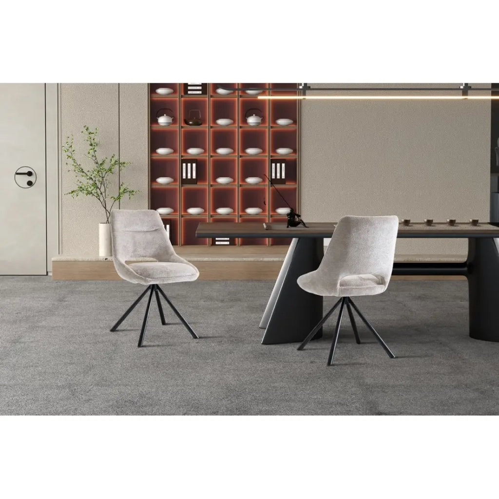 Set di 2 sedie YUMENA – Tessuto beige – Gambe in metallo – Design minimalista – Eleganza naturale e contemporanea