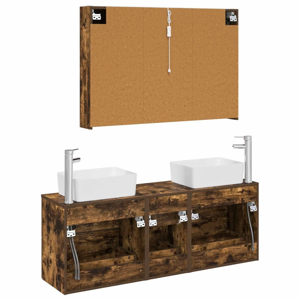 Set di mobili per il bagno 4 pcs Rovere Fumo 3406867