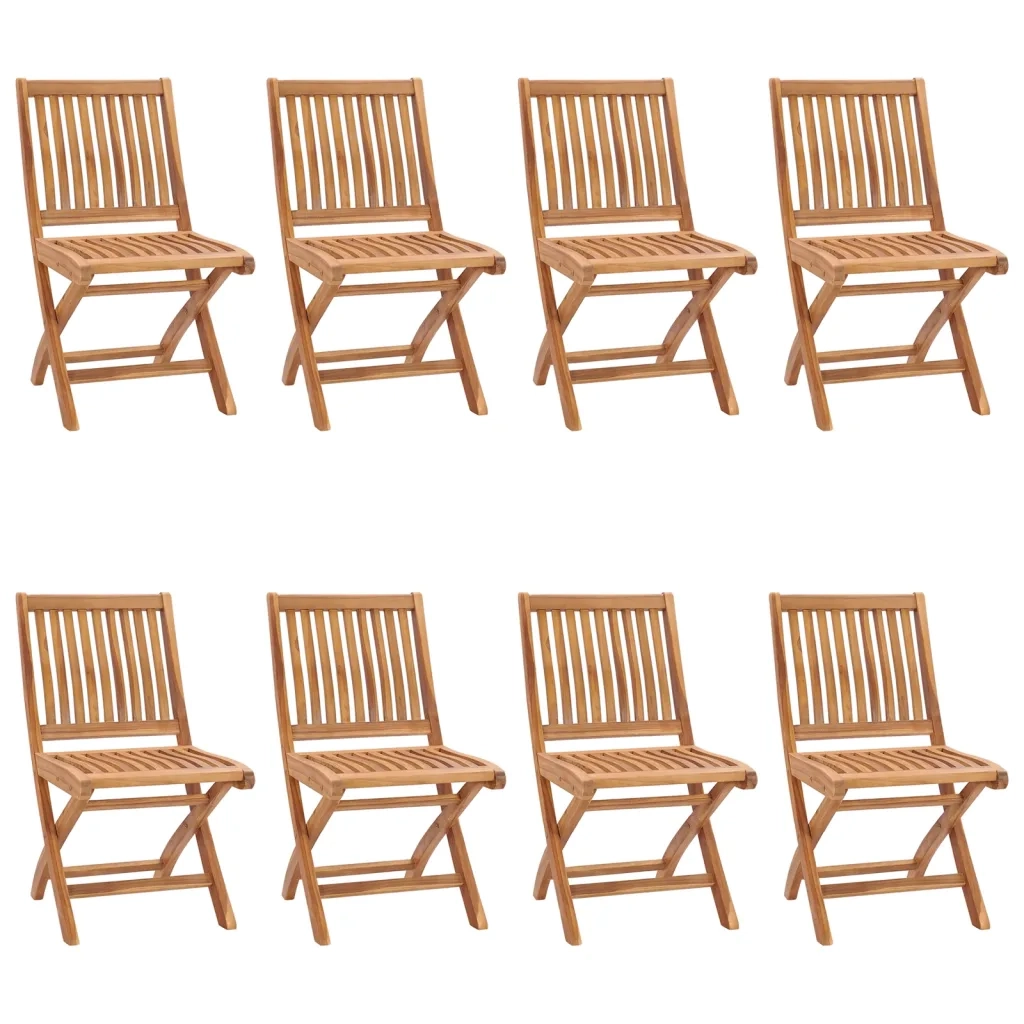 Sedie da Giardino Pieghevoli con Cuscini 8 pz Massello di Teak 3072876