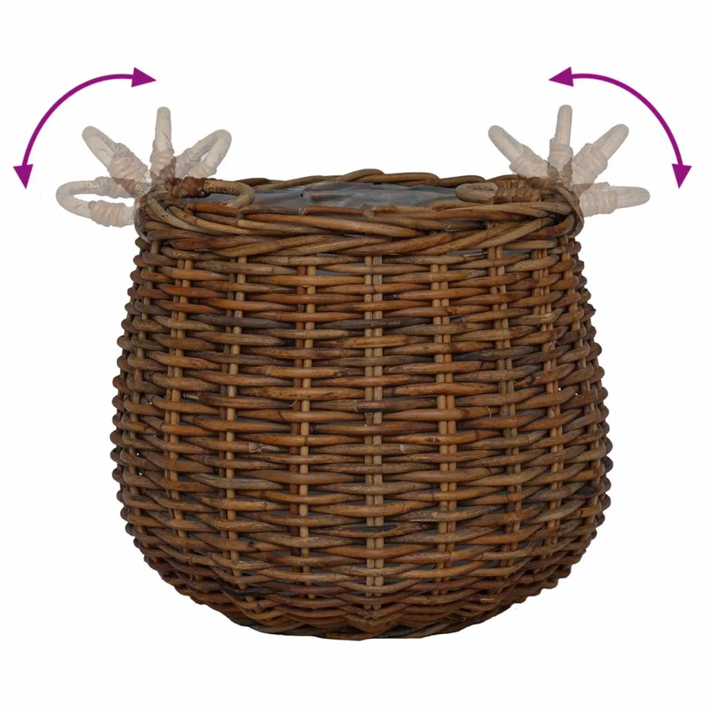 Cestino per piante con archiviazione 2 pcs Marrone Rattan Lacak