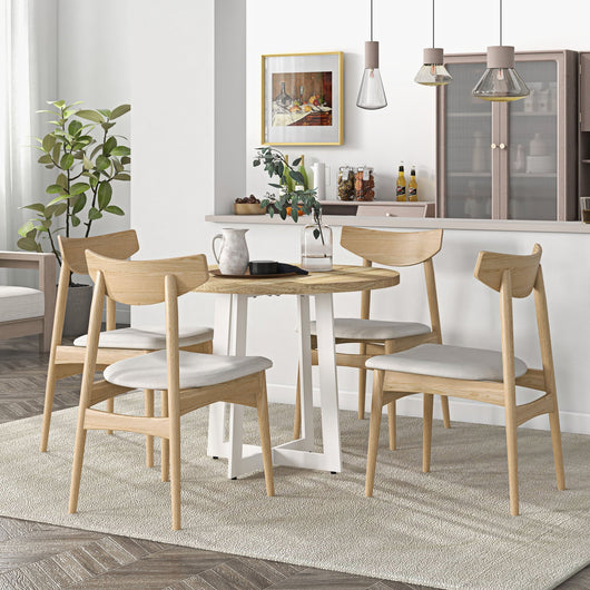 Tavolo da Pranzo Rotondo Moderno per 4 Persone Ø100x75 cm in MDF e Acciaio colore Legno Naturale e Bianco