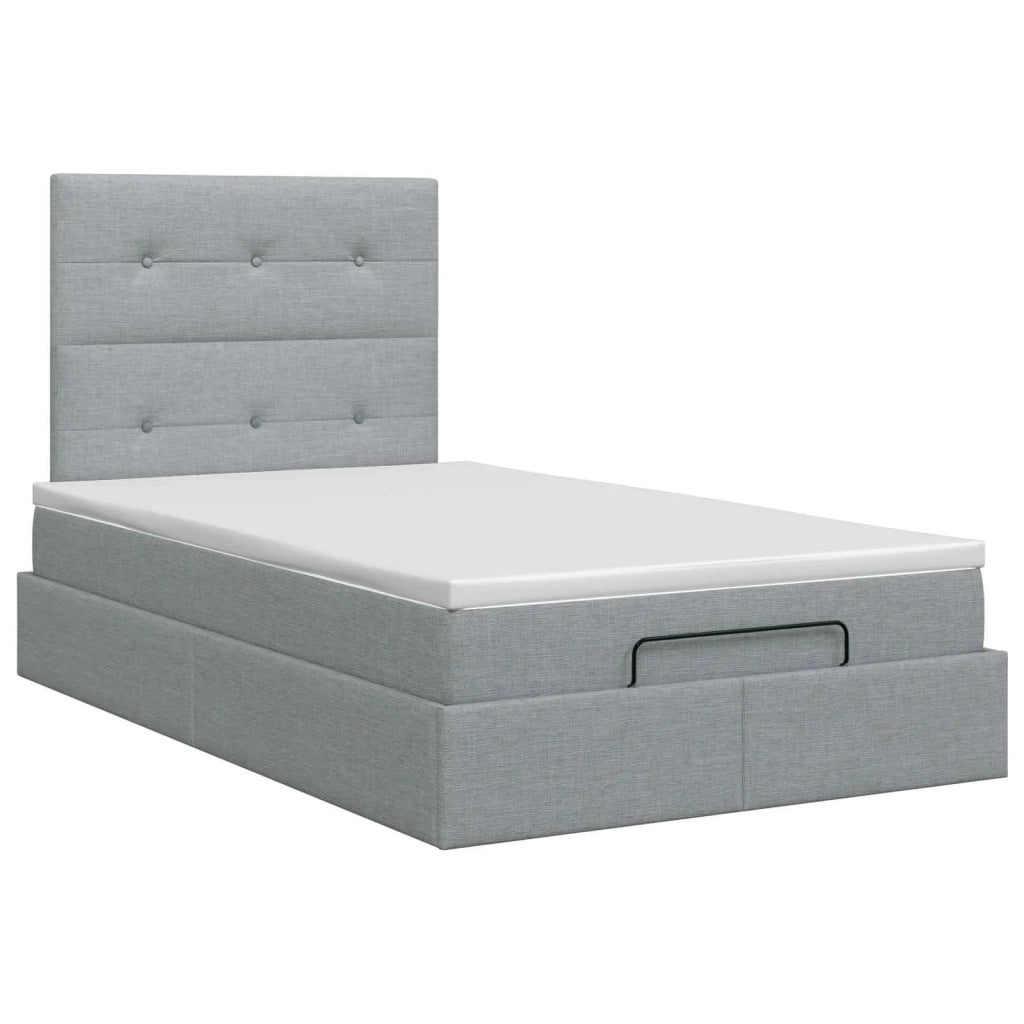 Letto ottomano con materasso Grigio Chiaro 120 x 200 cm Tessuto 3457480