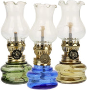 Lampada a Olio con Design Retro - Lampada a Olio in Vetro - Lampada a Petrol per Interni - Illuminazione Accogliente - Dimensioni Compresse 10,5 x 3,5 x 10,3 cm - Materiale di Qualità per il Vetro