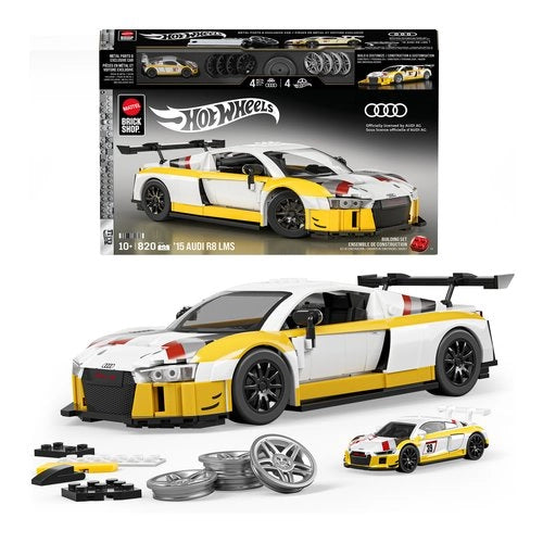 Costruzioni mattel jft18 brick shop hot wheels elite audi r8 lms 1:32