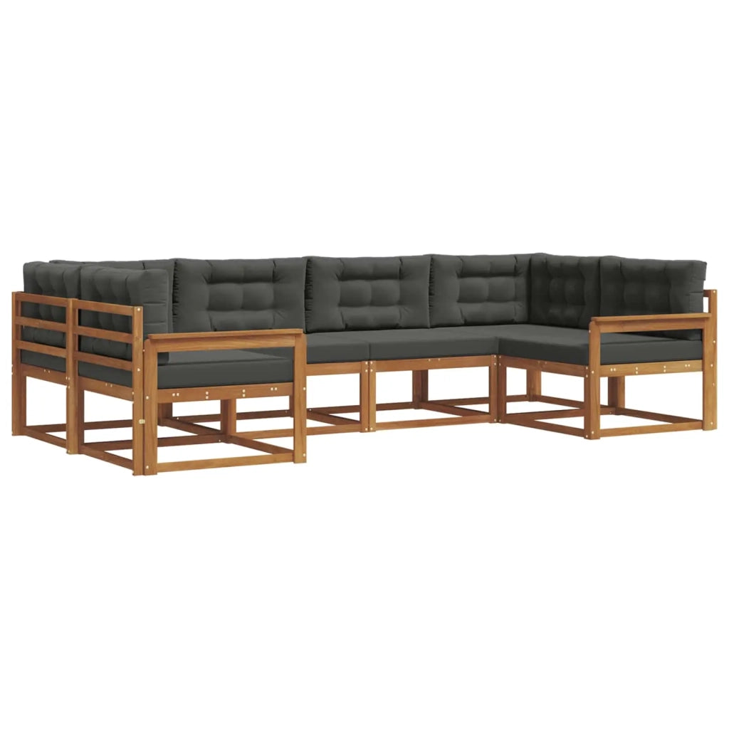Set di divani da esterno con cuscino 6 pcs Naturale e Antracite