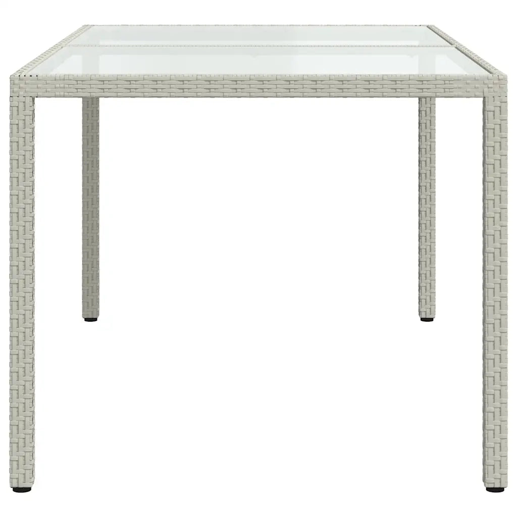 Tavolo Giardino 150x90x75cm Vetro Temperato Polyrattan Bianco