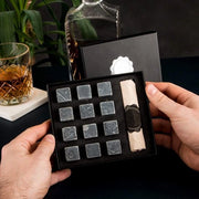 Pulisci il tuo whisky con le pietre di raffreddamento Hediyesepeti | Set a 12 pezzi in grigio scuro