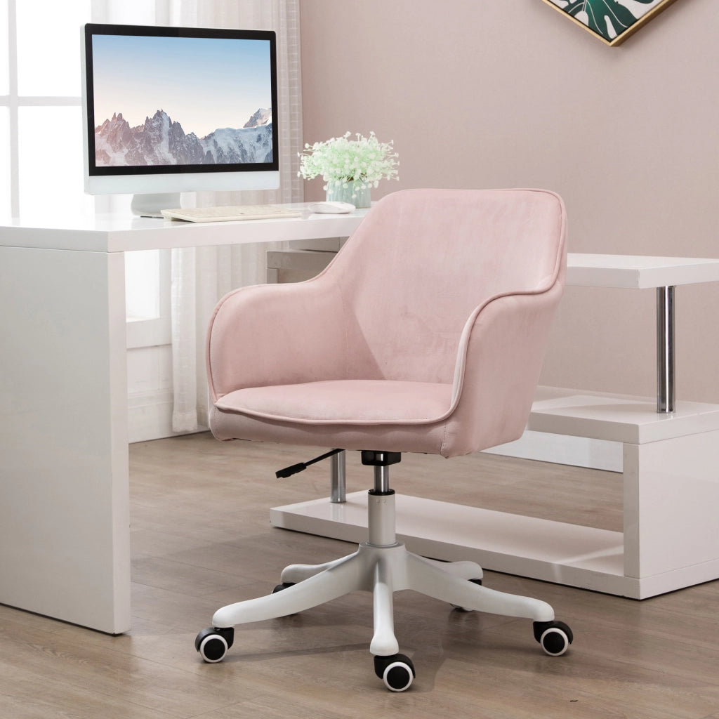 Poltrona massaggiante reclinabile ergonomica da scrivania girevole ¨C zephmum ¨C rosa tessuto velluto