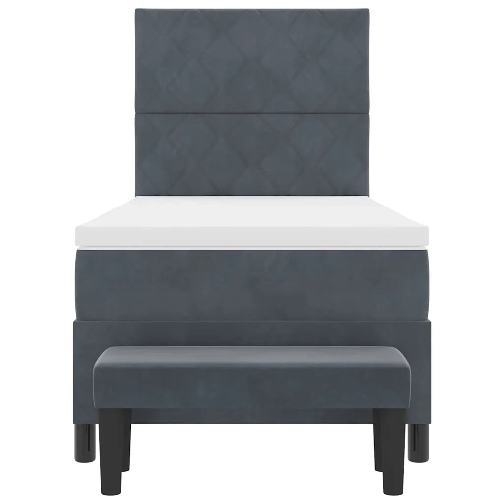 Letto a molle con testiera Grigio scuro 200 x 90 cm Velluto 3344553
