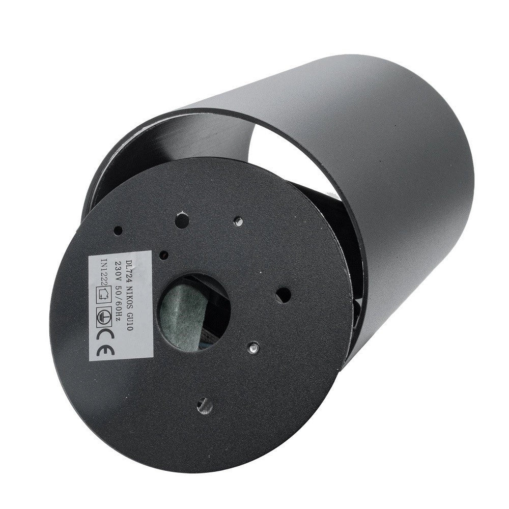 Trade Shop - Plafoniera Moderna Faretto Cilindro Esterno Da Soffitto Attacco Gu10 Luce 230v - Nero
