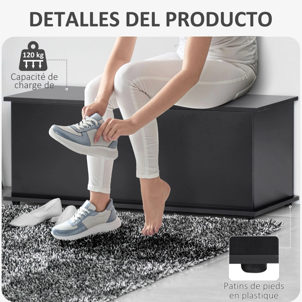 Coffre de rangement grande capacit¨¦ ¨C zephmum ¨C legno 100x40x40 cm nero