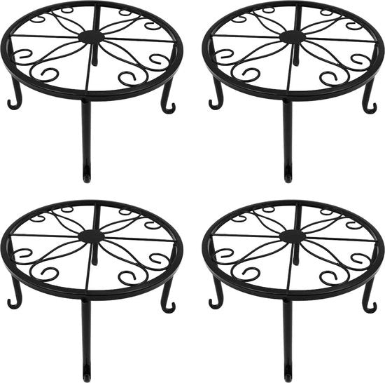Supporto per piante 4 pezzi 24 cm circolare - metallo duraturo - supporto per piante - supporto per piante da interni e esterni - per balcone e giardino