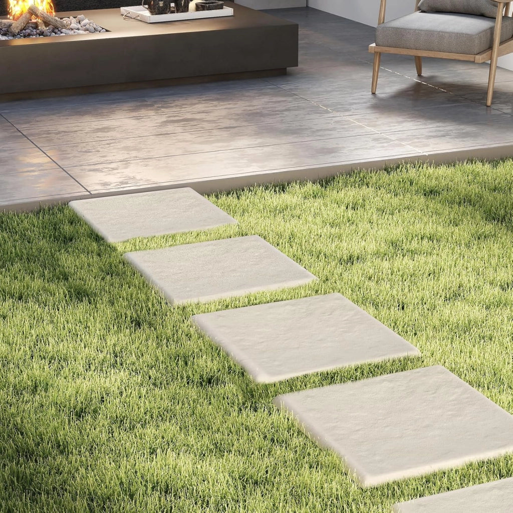 Set di 8 Pietre da Passo con Picchetti da Terra, Passerelle Decorative per Giardino, Pavimentazione Esterna Resistente a Tutte le Condizioni Meteorologiche per Prato e Giardino