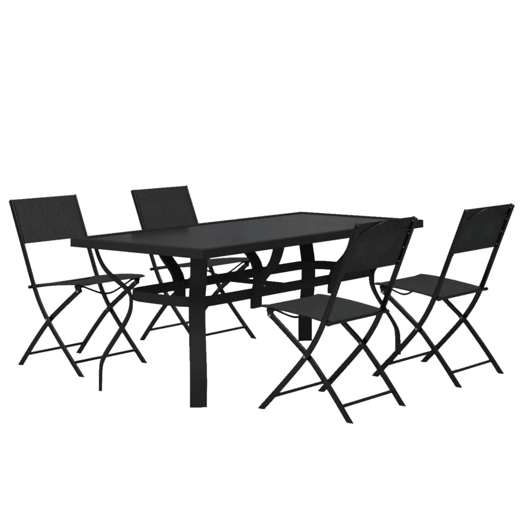 Set da pranzo da giardino per esterni da 5 pezzi mobili grigi e neri 02_0013798
