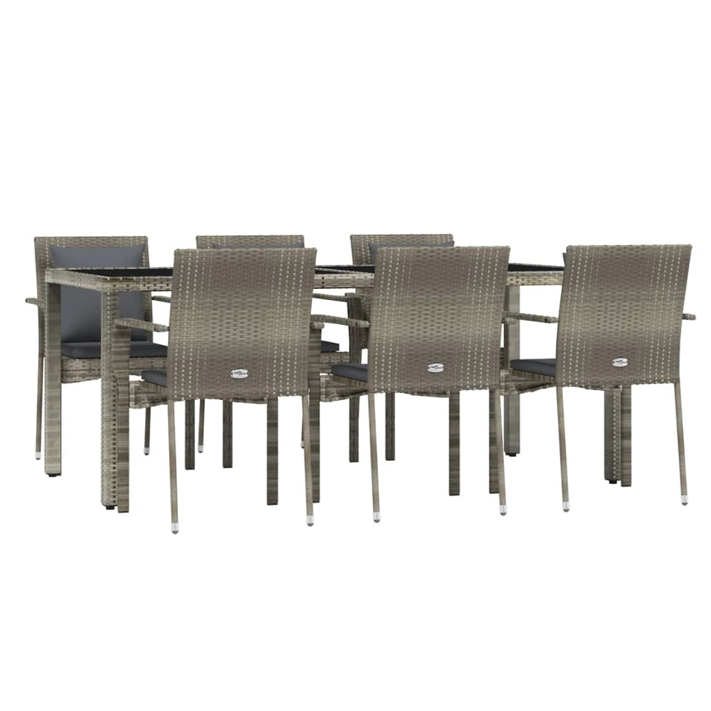 Set da pranzo da giardino in rattan grigio da 7 pezzi e cuscini 02_0014901