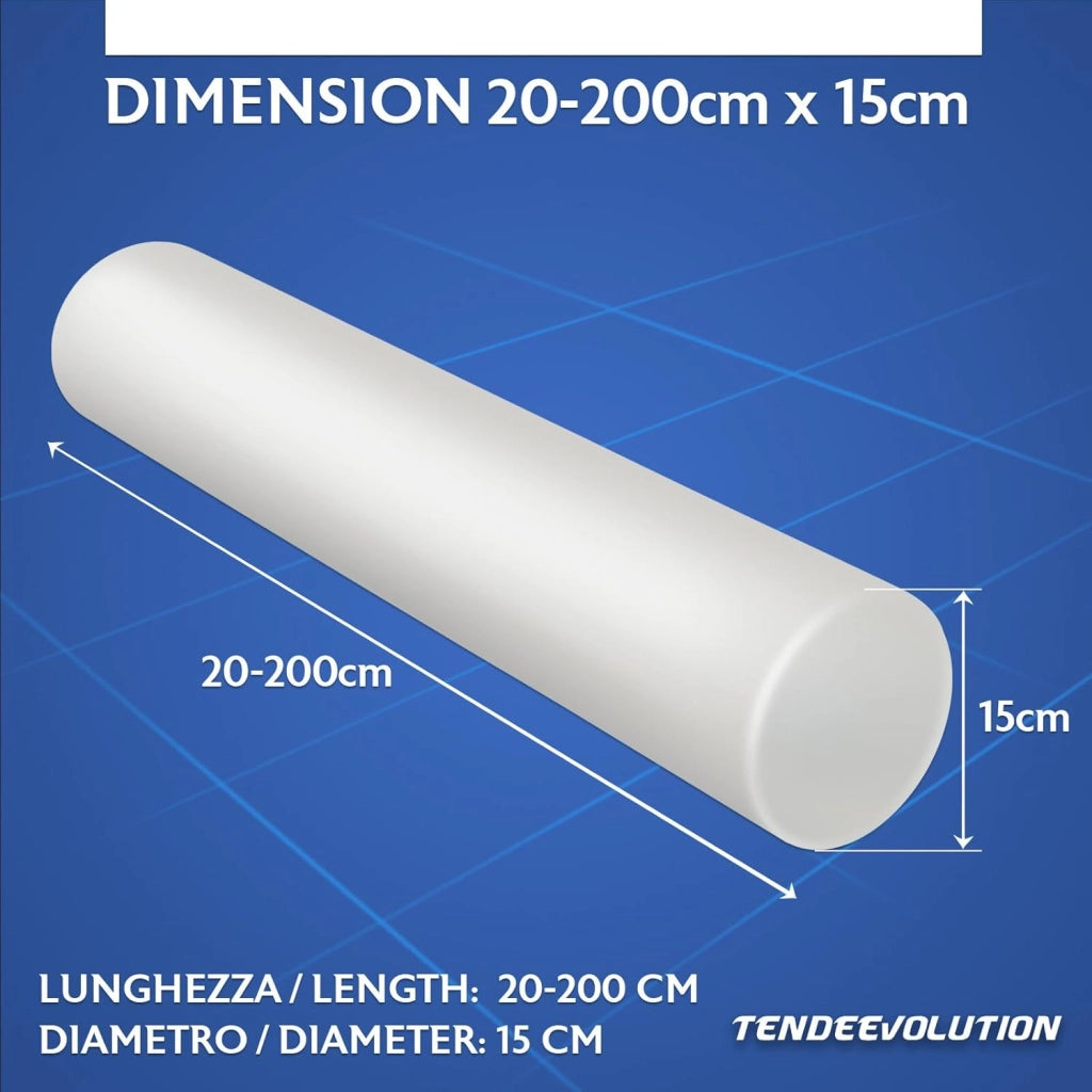 Cilindro in Gommapiuma per Divano Letto - Imbottitura in Spugna e Poliuretano - Rullo Foam - Diametro 15 cm - Lunghezza 180 cm