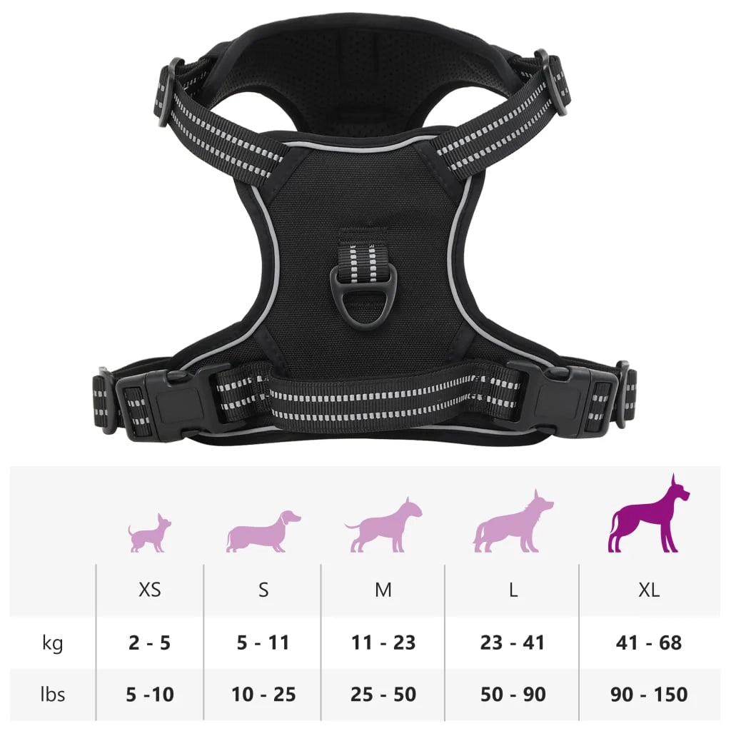 Pettorina regolabile per cani con strisce riflettenti x L Nero 02_0042343