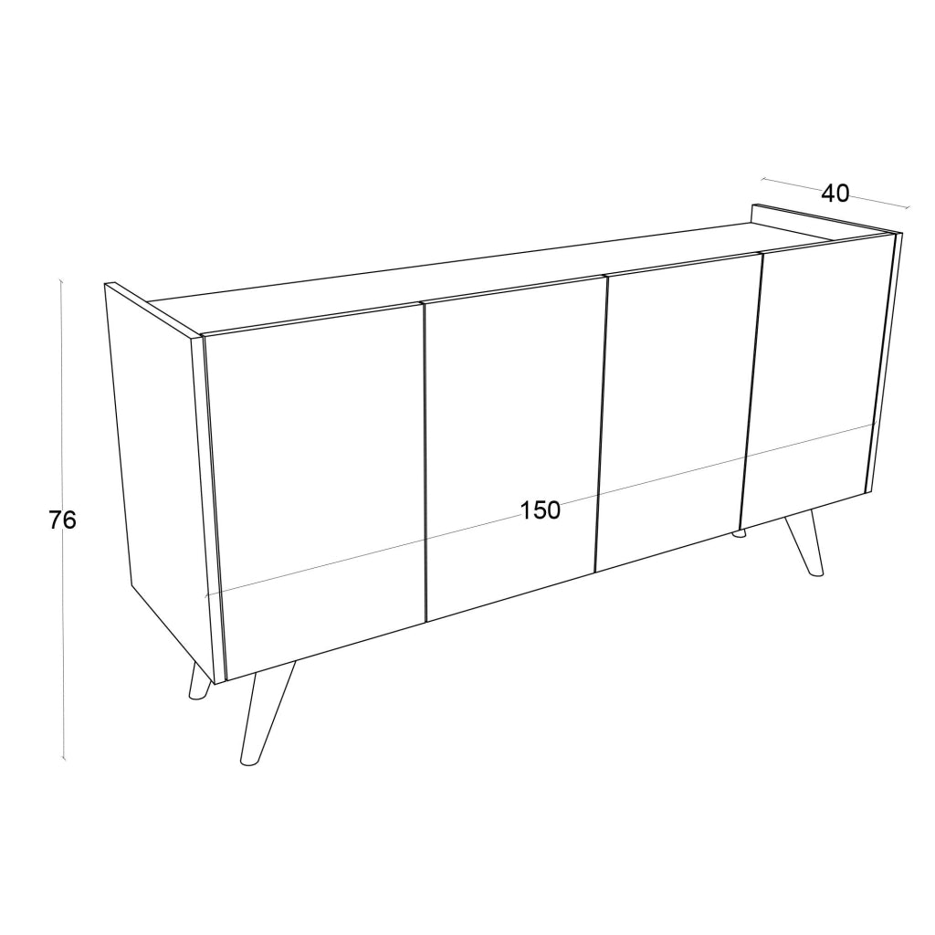 Credenza in legno "Pekin" - 150 x 40 x 76 cm - Marrone