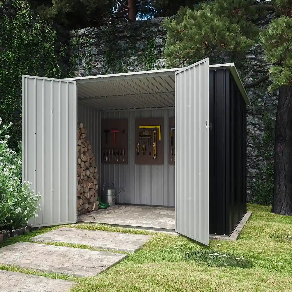 Casetta da giardino in acciaio zincato nero 2,77x1,93xh1,96m - 91kg - 5,35 metri quadri